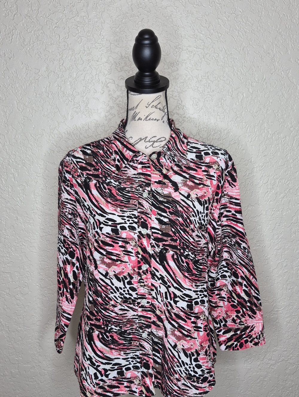 Alia Petite Multicolored Button Front Top
